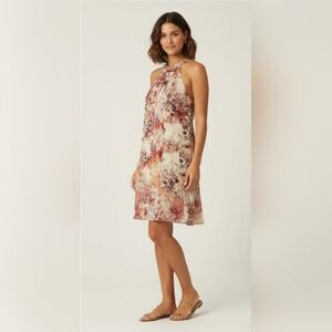 🌟Clearence Nine West Stunning 100% Viscose boho Halter Floral Midi Summer Dress